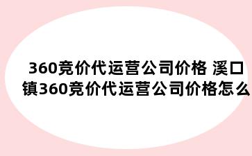 360竞价代运营公司价格 溪口镇360竞价代运营公司价格怎么样